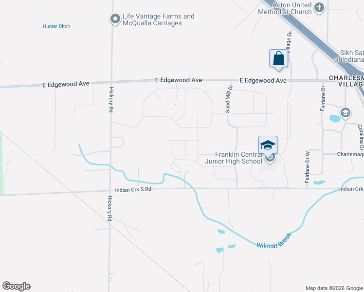 map of restaurants, bars, coffee shops, grocery stores, and more near 6249 Hickory Road in Indianapolis