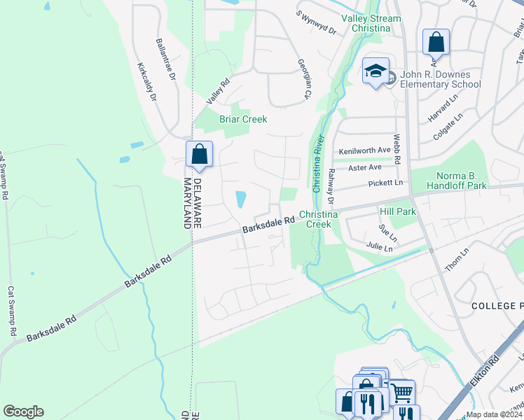 map of restaurants, bars, coffee shops, grocery stores, and more near 312 Chickory Way in Newark