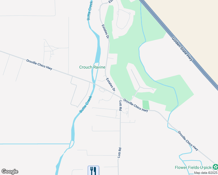 map of restaurants, bars, coffee shops, grocery stores, and more near 246B Estates Drive in Chico