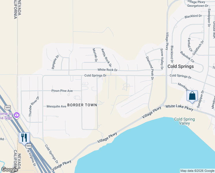 map of restaurants, bars, coffee shops, grocery stores, and more near 17970 East Aspen Circle in Reno