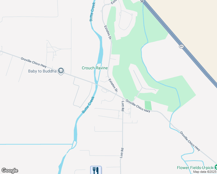 map of restaurants, bars, coffee shops, grocery stores, and more near 246B Estates Drive in Chico