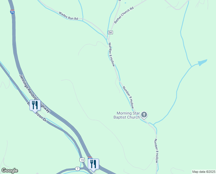 map of restaurants, bars, coffee shops, grocery stores, and more near 379 Number 8 Hollow in Morgantown