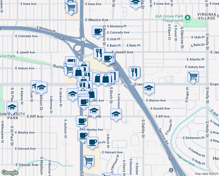 map of restaurants, bars, coffee shops, grocery stores, and more near in 