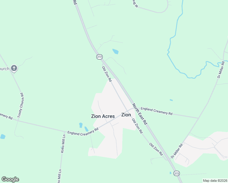 map of restaurants, bars, coffee shops, grocery stores, and more near 287 Old Zion Road in North East