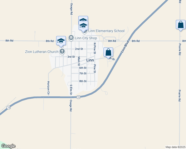 map of restaurants, bars, coffee shops, grocery stores, and more near 700 Pine Street in Linn
