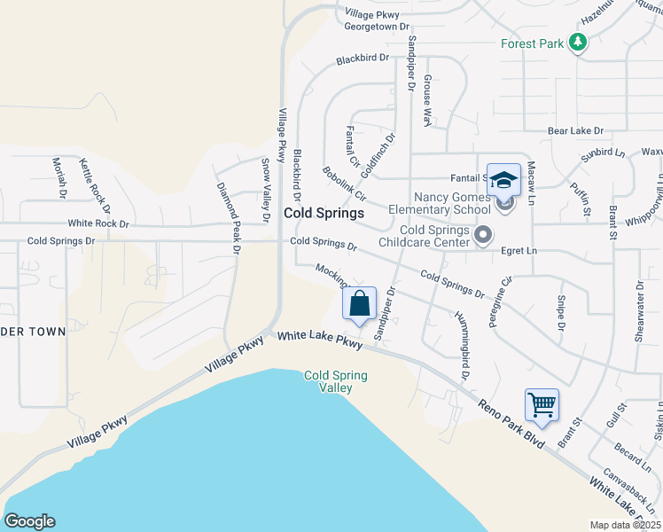 map of restaurants, bars, coffee shops, grocery stores, and more near 17865 Owl Court in Reno