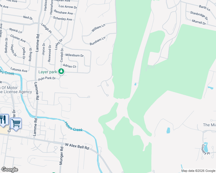 map of restaurants, bars, coffee shops, grocery stores, and more near 5070 Rolling Woods Trail in Dayton