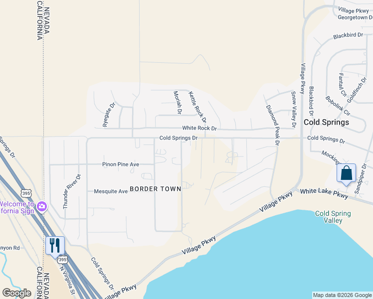map of restaurants, bars, coffee shops, grocery stores, and more near 17970 East Aspen Circle in Reno