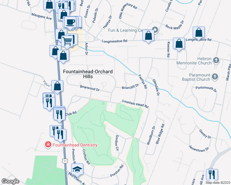 map of restaurants, bars, coffee shops, grocery stores, and more near 18926 Rolling Road in Hagerstown
