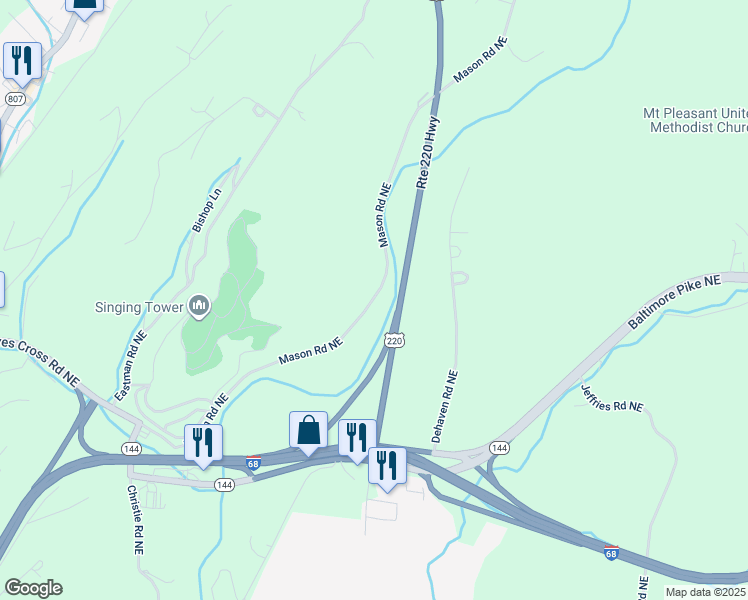 map of restaurants, bars, coffee shops, grocery stores, and more near Mason Road Northeast in Cumberland