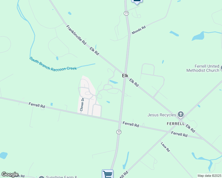 map of restaurants, bars, coffee shops, grocery stores, and more near 163 Ashwood Drive in Elk