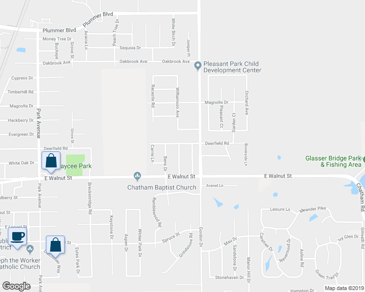map of restaurants, bars, coffee shops, grocery stores, and more near 348 Willow Glen Way in Chatham