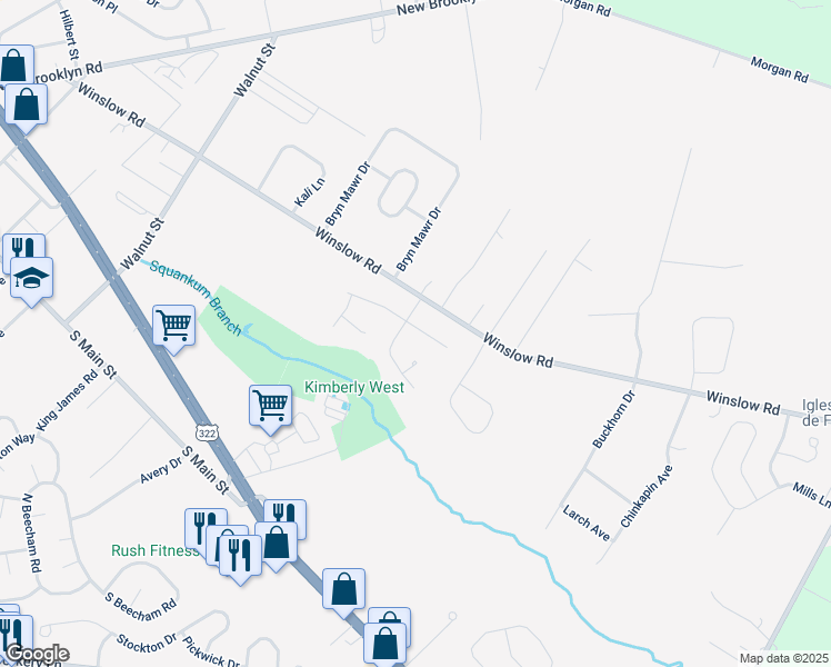 map of restaurants, bars, coffee shops, grocery stores, and more near 1054 Bradford Drive in Monroe Township