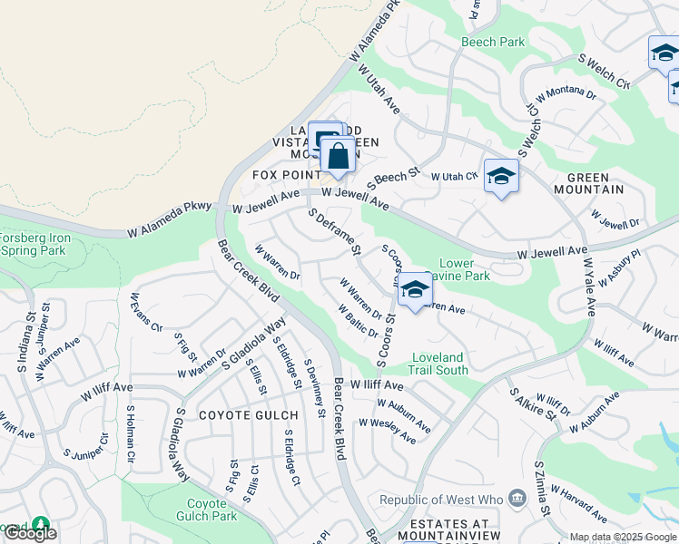 map of restaurants, bars, coffee shops, grocery stores, and more near 13808 West Pacific Avenue in Lakewood