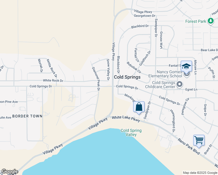 map of restaurants, bars, coffee shops, grocery stores, and more near 3838 Snow Valley Drive in Reno