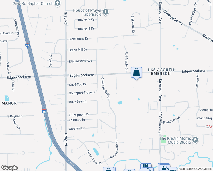map of restaurants, bars, coffee shops, grocery stores, and more near 4529 East Edgewood Avenue in Indianapolis