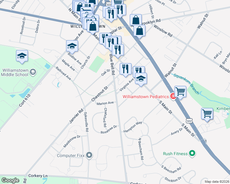 map of restaurants, bars, coffee shops, grocery stores, and more near 125 Virginia Avenue in Monroe