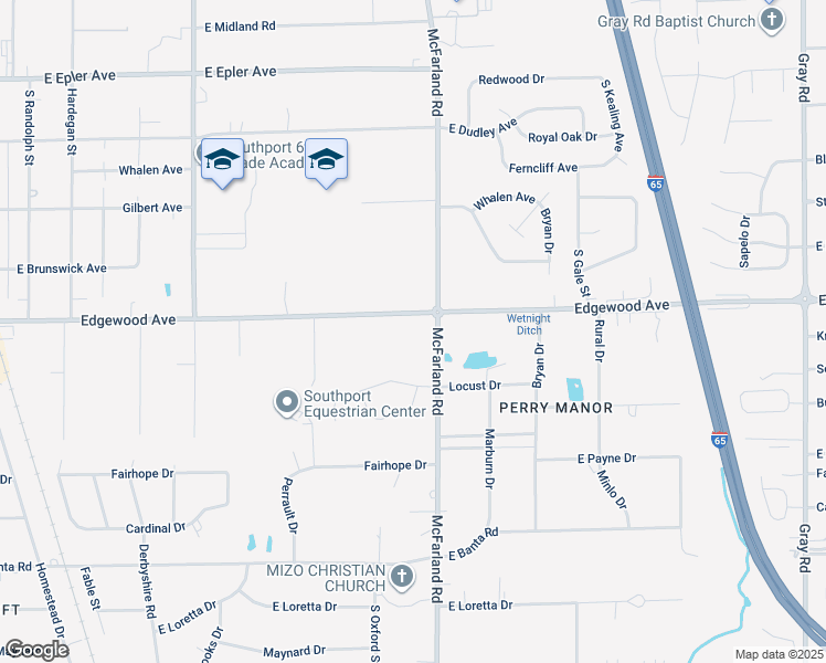 map of restaurants, bars, coffee shops, grocery stores, and more near 2931 East Edgewood Avenue in Indianapolis