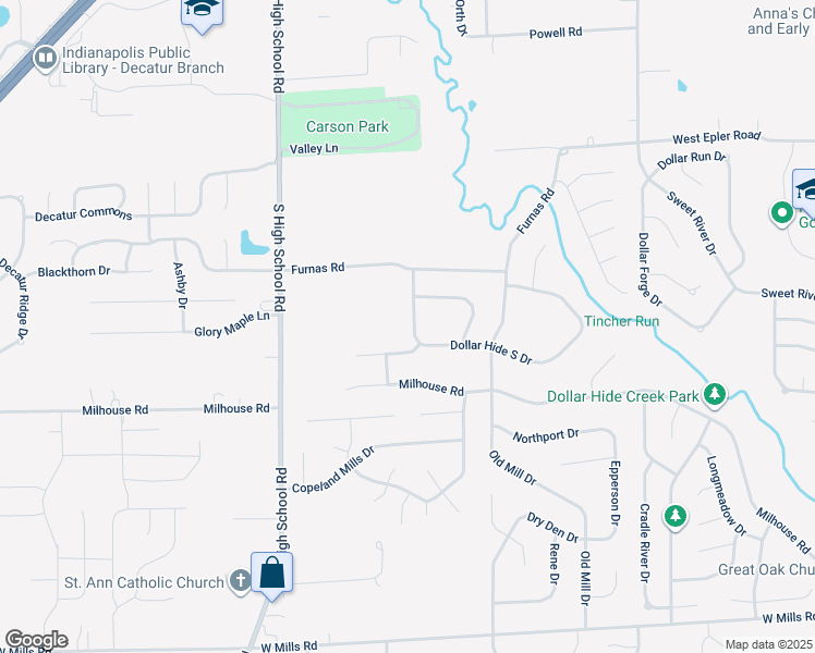 map of restaurants, bars, coffee shops, grocery stores, and more near 5814 Wheelhorse Drive in Indianapolis