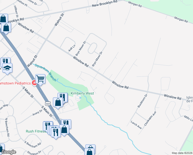 map of restaurants, bars, coffee shops, grocery stores, and more near 1051 Bradford Drive in Monroe