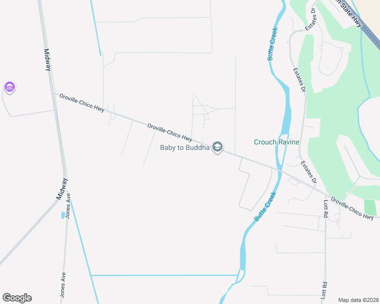 map of restaurants, bars, coffee shops, grocery stores, and more near 2031 Oroville-Chico Highway in Durham