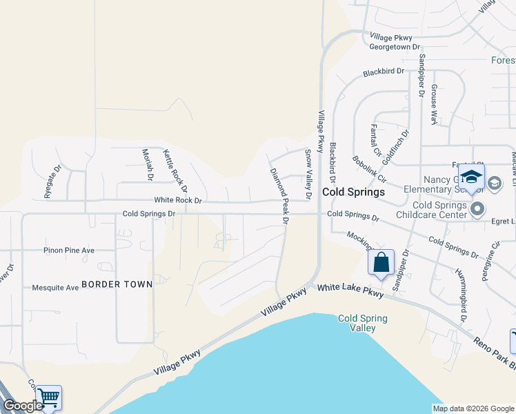 map of restaurants, bars, coffee shops, grocery stores, and more near 20912 White Rock Drive in Reno
