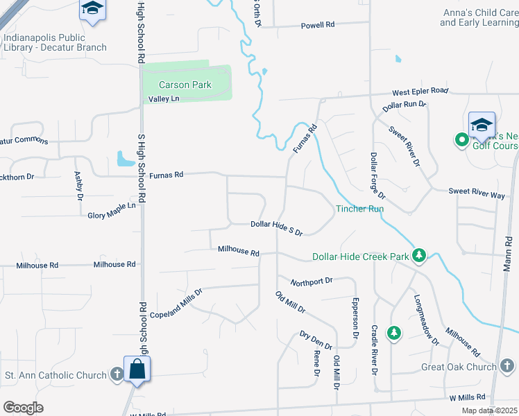 map of restaurants, bars, coffee shops, grocery stores, and more near 5812 Coppock Lane in Indianapolis