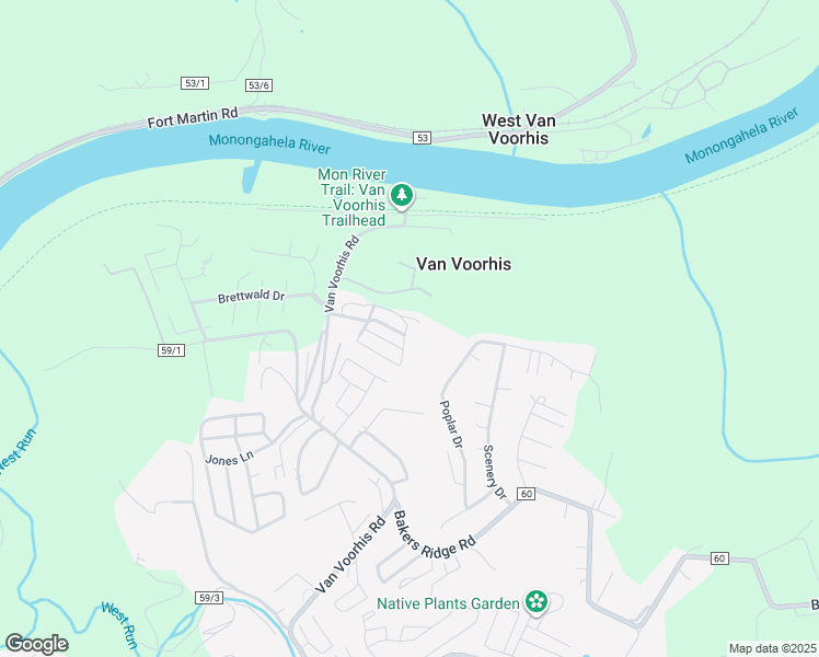 map of restaurants, bars, coffee shops, grocery stores, and more near 840 Big Mountain Drive in Morgantown