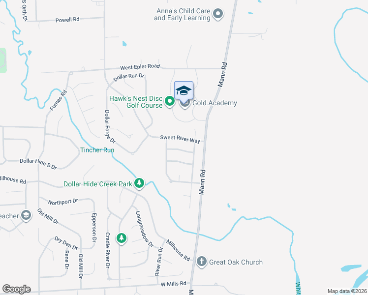 map of restaurants, bars, coffee shops, grocery stores, and more near 5116 Rocky Forge Drive in Indianapolis