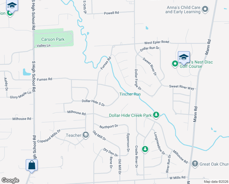 map of restaurants, bars, coffee shops, grocery stores, and more near 5511 Dollar Hide North Drive in Indianapolis