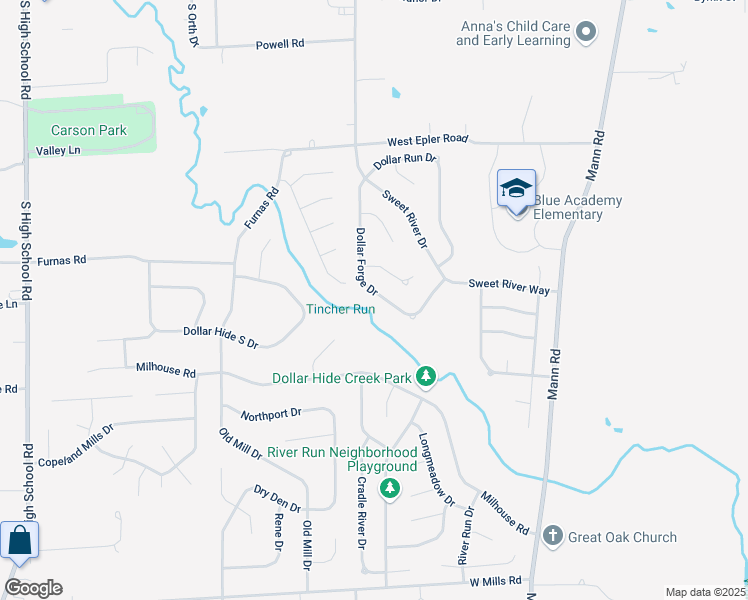 map of restaurants, bars, coffee shops, grocery stores, and more near 5776 Dollar Forge Drive in Indianapolis