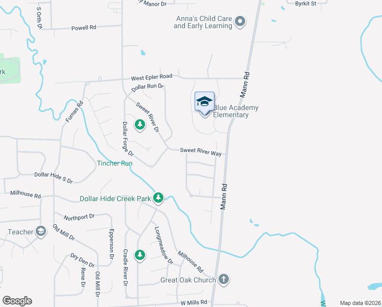 map of restaurants, bars, coffee shops, grocery stores, and more near 5816 Rolling Bluff Lane in Indianapolis
