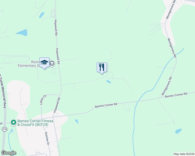 map of restaurants, bars, coffee shops, grocery stores, and more near 129 Strohmaier Lane in Rising Sun