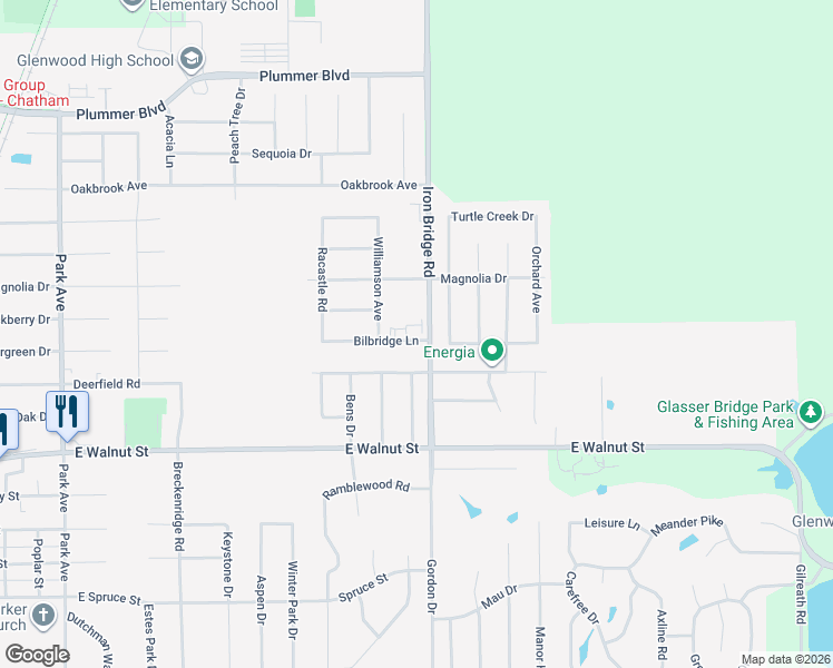 map of restaurants, bars, coffee shops, grocery stores, and more near 1771 Bilbridge Lane in Chatham