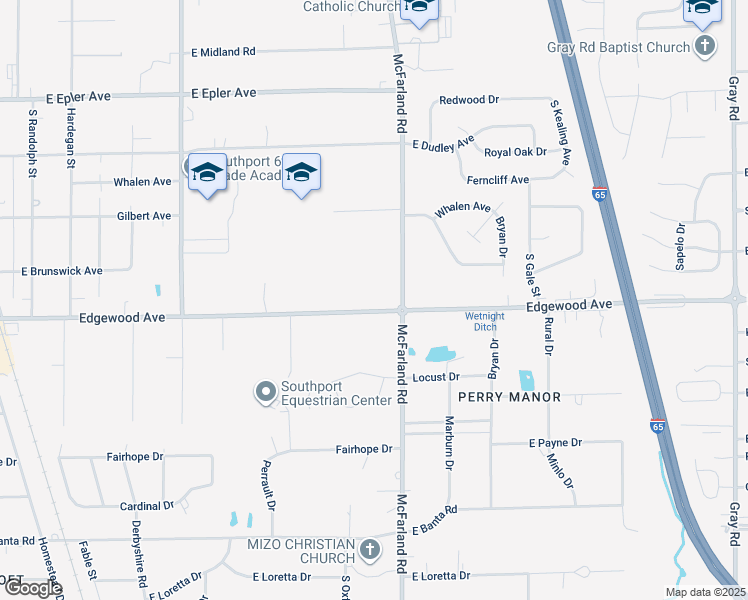 map of restaurants, bars, coffee shops, grocery stores, and more near 2931 East Edgewood Avenue in Indianapolis