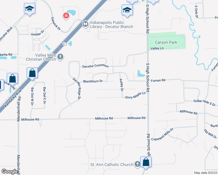 map of restaurants, bars, coffee shops, grocery stores, and more near 6562 Greenspire Place in Indianapolis