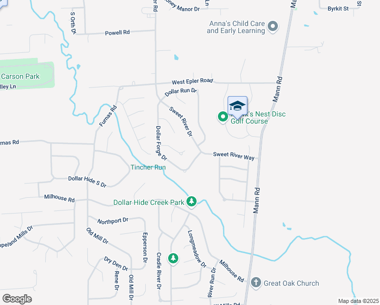map of restaurants, bars, coffee shops, grocery stores, and more near 5369 Dollar Forge Court in Indianapolis