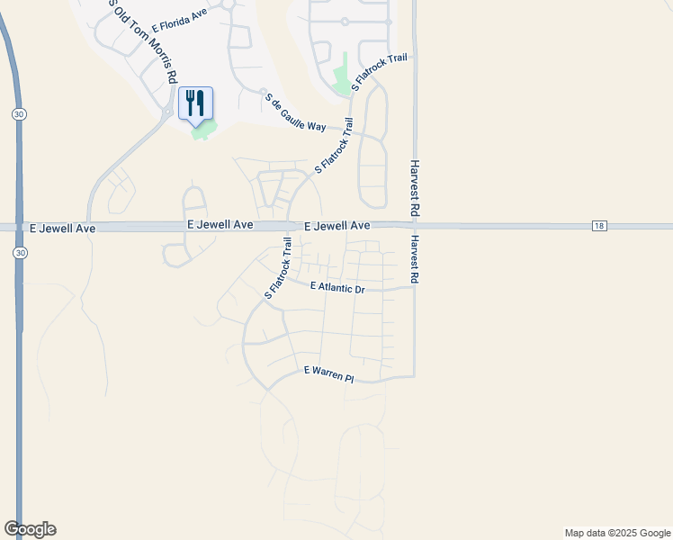 map of restaurants, bars, coffee shops, grocery stores, and more near 1986 South Grand Baker Court in Aurora