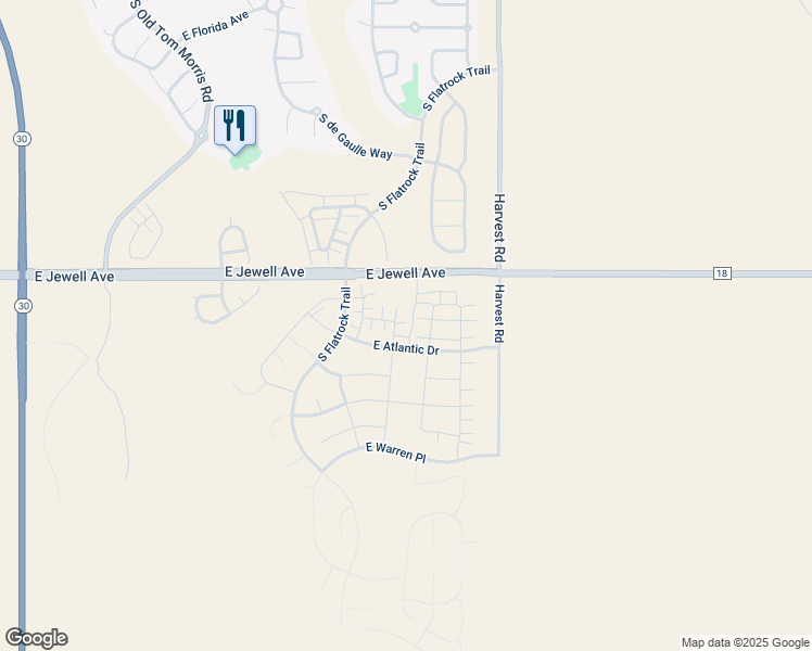map of restaurants, bars, coffee shops, grocery stores, and more near 1986 South Grand Baker Court in Aurora