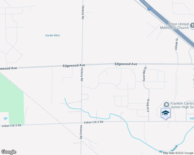 map of restaurants, bars, coffee shops, grocery stores, and more near 9901 East Edgewood Avenue in Indianapolis