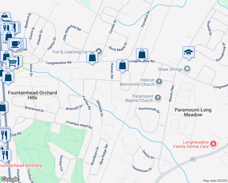 map of restaurants, bars, coffee shops, grocery stores, and more near 13335 Keener Road in Hagerstown