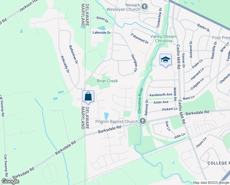 map of restaurants, bars, coffee shops, grocery stores, and more near 27 North Fawn Drive in Newark