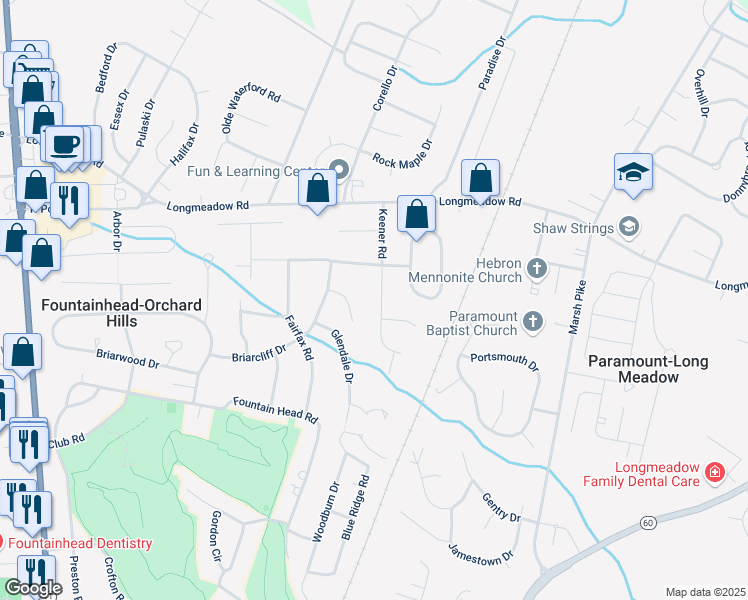 map of restaurants, bars, coffee shops, grocery stores, and more near 13336 Keener Rd in Hagerstown