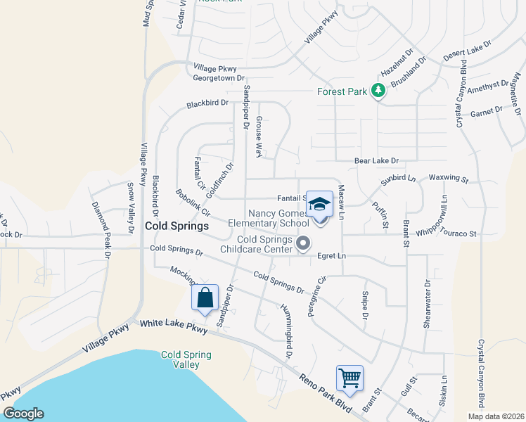 map of restaurants, bars, coffee shops, grocery stores, and more near 3870 Tern Court in Reno