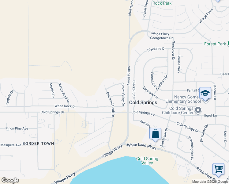 map of restaurants, bars, coffee shops, grocery stores, and more near 20985 Rose Knob Drive in Reno