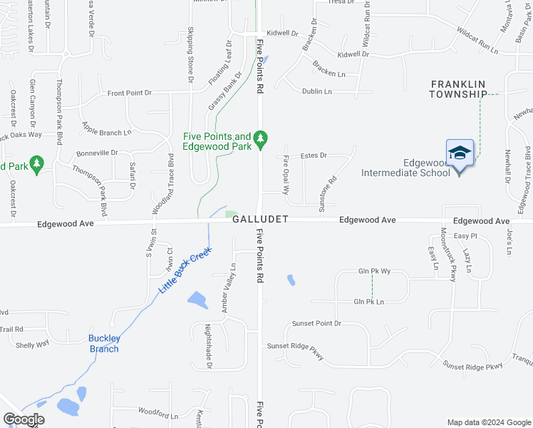 map of restaurants, bars, coffee shops, grocery stores, and more near 7002 East Edgewood Avenue in Indianapolis