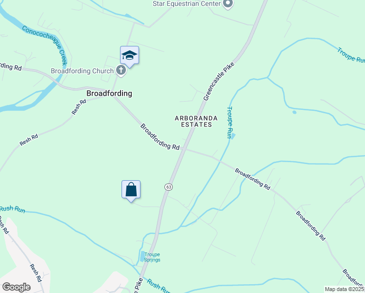 map of restaurants, bars, coffee shops, grocery stores, and more near 13402 Greencastle Pike in Hagerstown