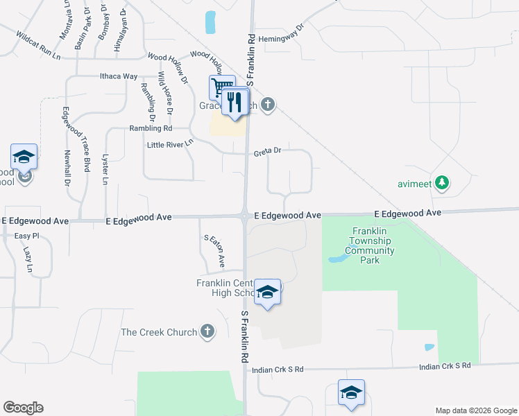 map of restaurants, bars, coffee shops, grocery stores, and more near 5914 South Fenton Avenue in Indianapolis