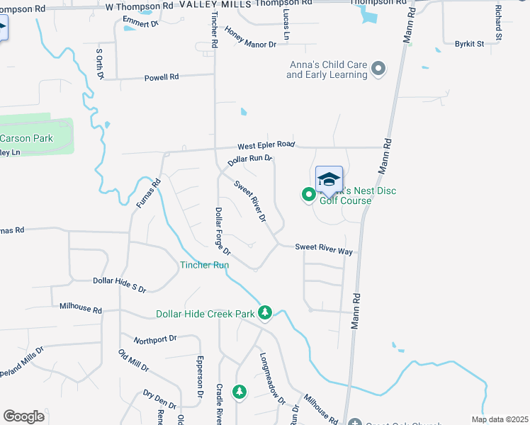 map of restaurants, bars, coffee shops, grocery stores, and more near 5653 Sweet River Drive in Indianapolis