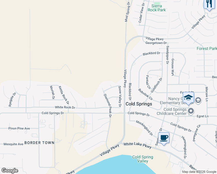 map of restaurants, bars, coffee shops, grocery stores, and more near 3930 Rainier Court in Reno
